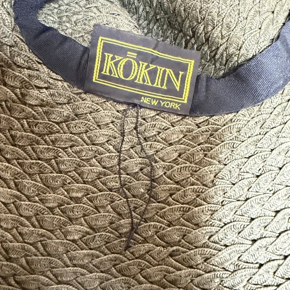 NWOT Kokin New York Green Woven Wide Brim Wired Floppy Sun Hat Beach Summer